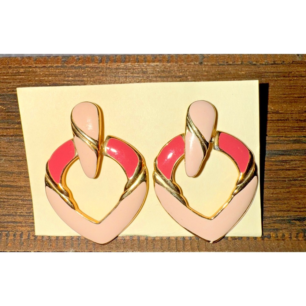 Vintage Retro Estate Pink Two Tone Dangle Earrings. Very Pretty Color